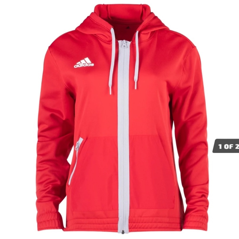 ADIDAS Women's Team Issue Full Zip Hoodie Jacket NWT Red/Gray Size Medium